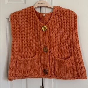 Chunky Knit Orange Sweater Vest